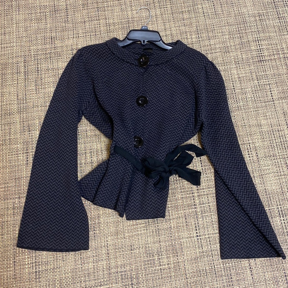 Bell sleeve cardigan VINTAGE sweater L CHEVRON